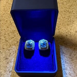 Elegant Silver and Blue Topaz Earrings